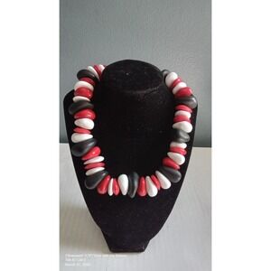 Statement‎ Necklace Chunky Bead Necklace Red White Black Fashion Jewelry